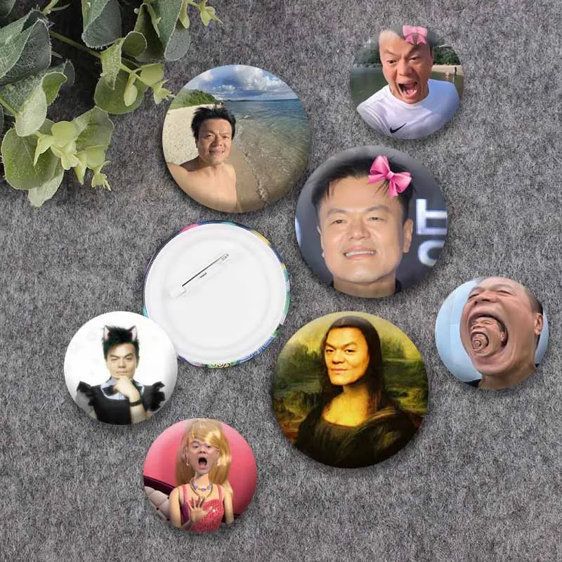 Funny Singer J.Y. Park J-Jyp Meme Button Pins Creative Handmade Coin Badge Round Snap-in Brooch on Bag Clothes Jewelry Accessory
