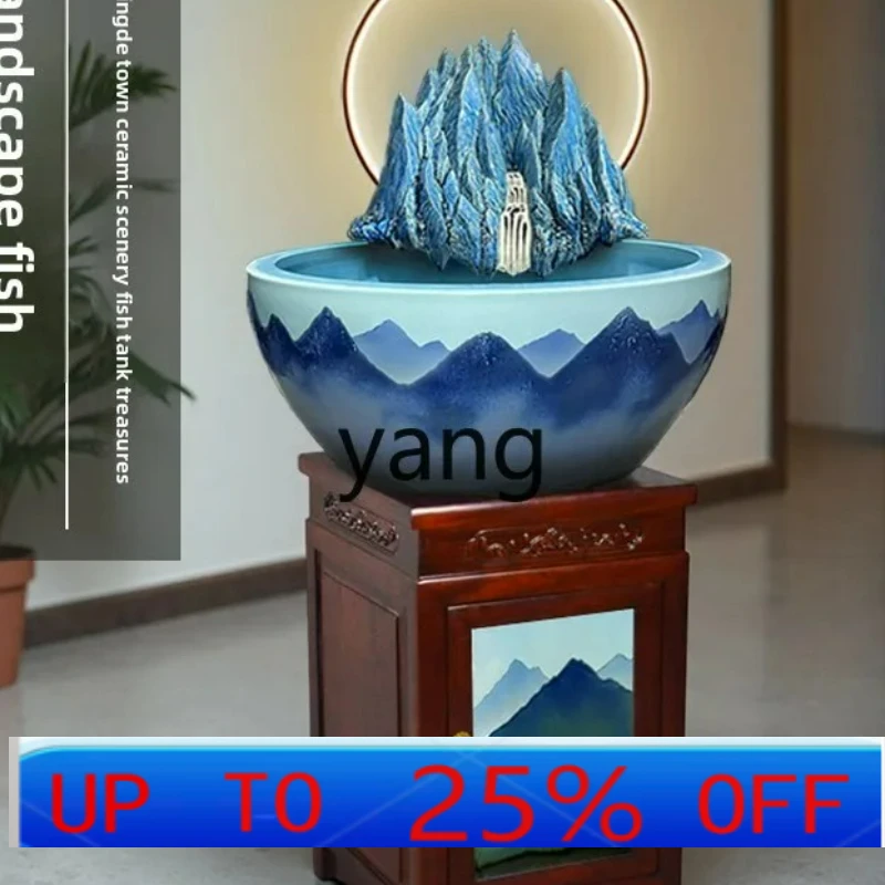 Lmm ceramic fish tank household living room office raising turtle circulating water making money ornament