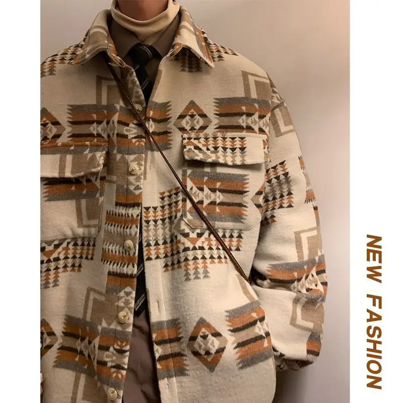 

High-end wool small fragrance jacket for men's autumn and winter trendy brand loose ethnic style work jacket trendy jacket