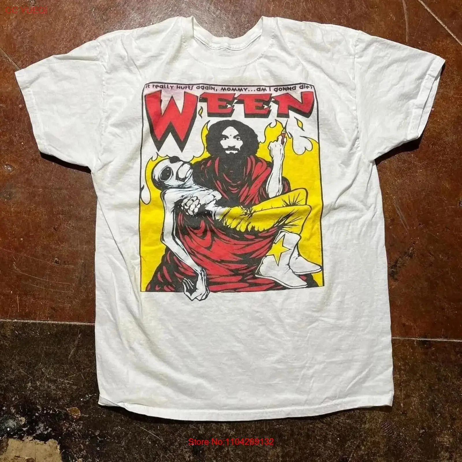 Vintage Ween rock music tour concert short sleeve white classic shirt Reprint vintage Washed Top For Everyday Wear streetwear