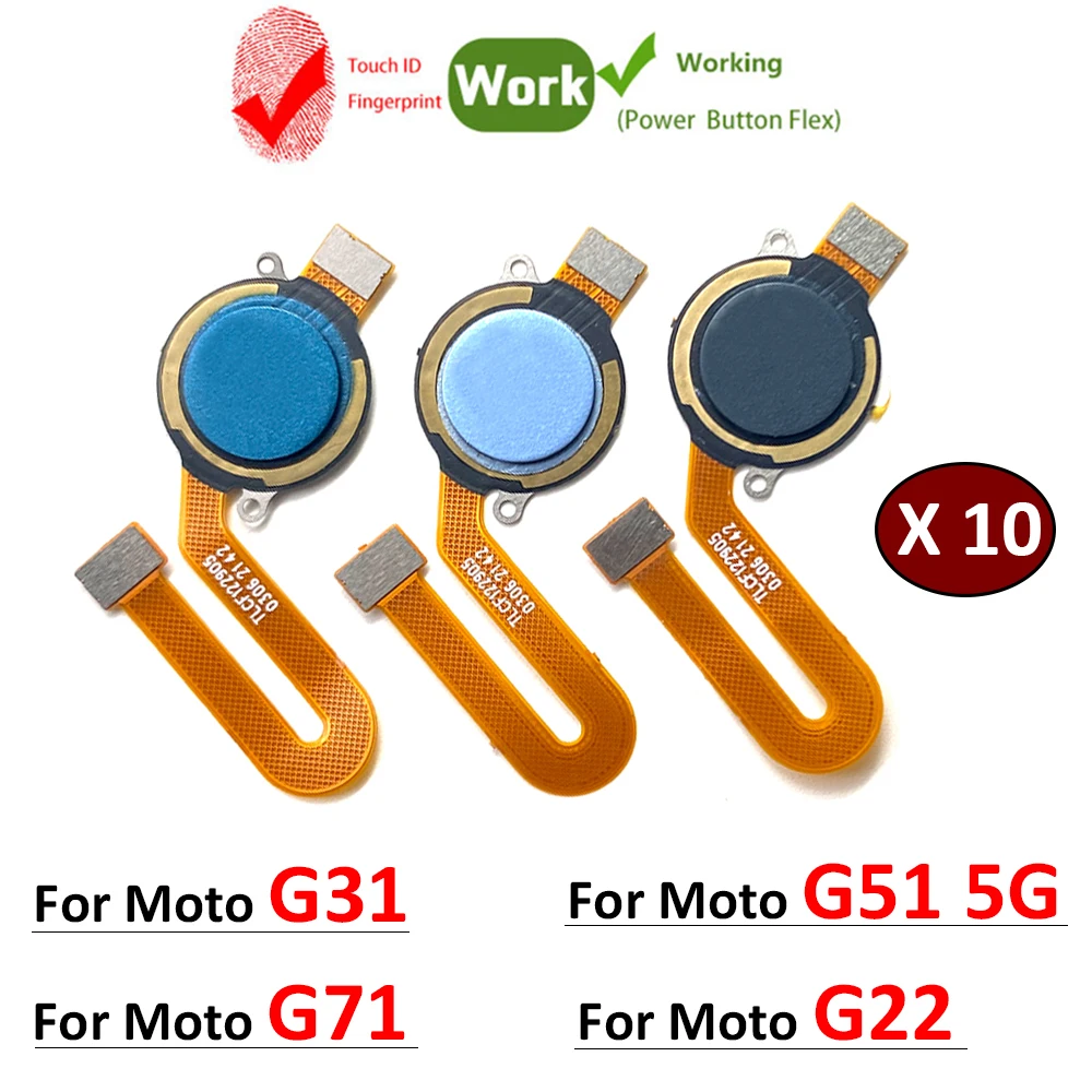 

10Pcs, New For Motorola Moto G22 G31 G51 G71 4G 5G Home Button FingerPrint Touch ID Sensor Flex Cable Replacement Parts