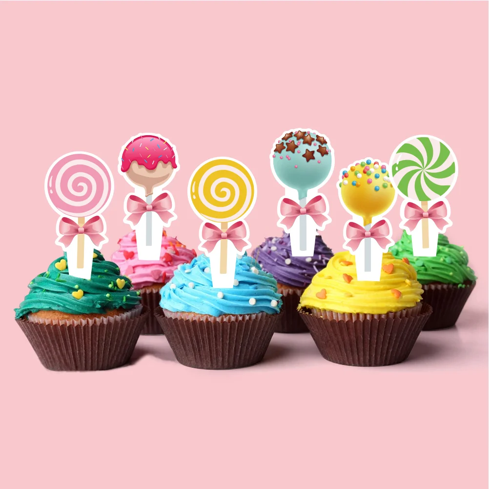 24 Pcs Party Supplies Candy Cake Insertion Article Cupcake Picks Top Hat Toppers Lollipop Baby