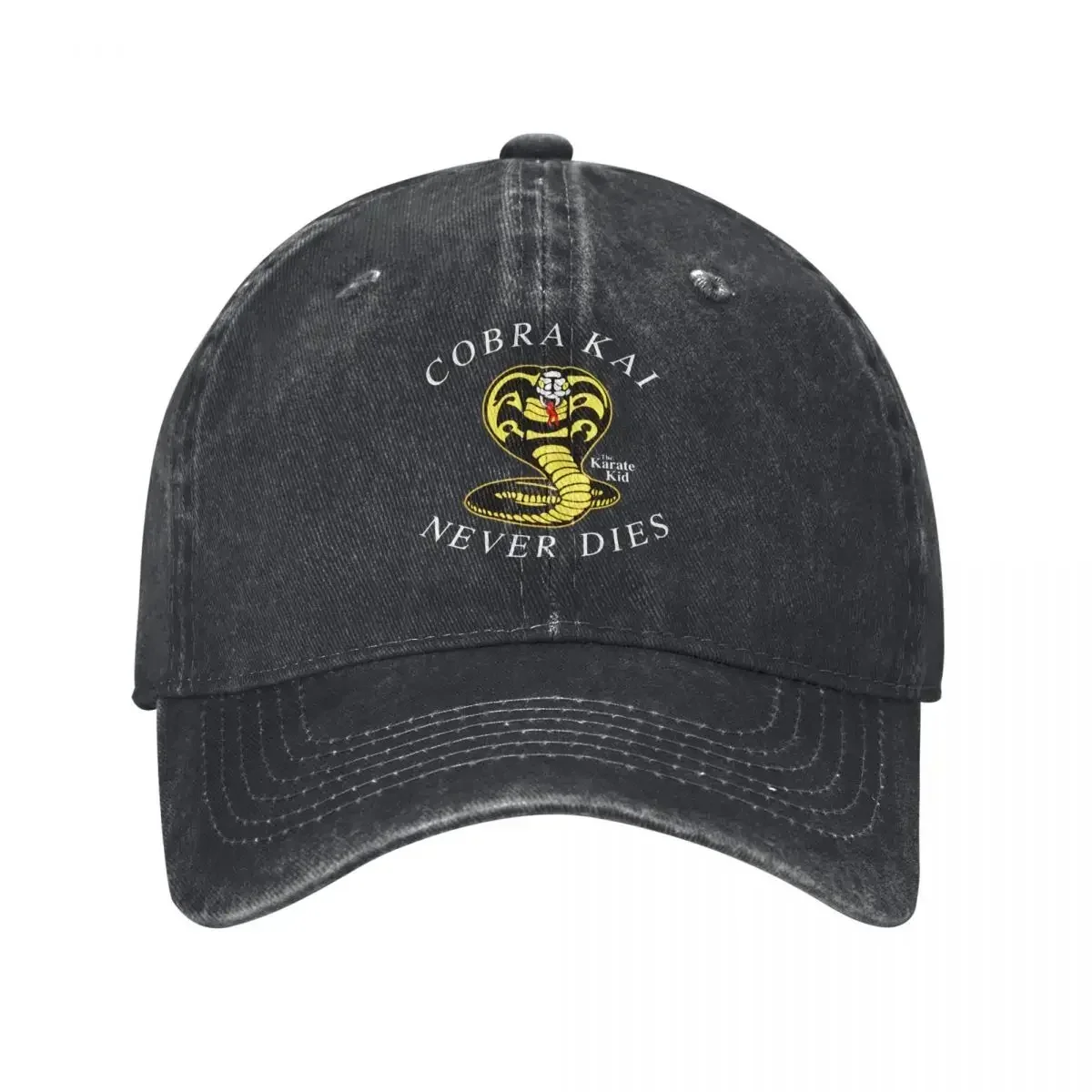 New Casual Cobra Kai 80s Movie Baseball Cap Unisex Distressed Denim Washed Snapback Hat Snake Karate Film Outdoor Running Golf H
