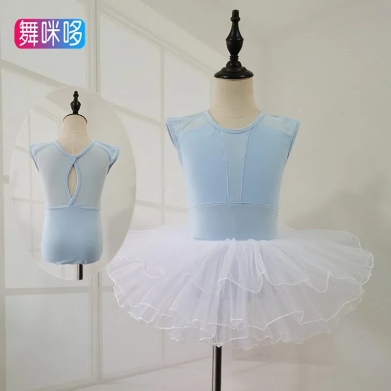 新しい子供用練習服、ボディ服、若い女の子の半袖バレエパフォーマンス服、チュチュスカート