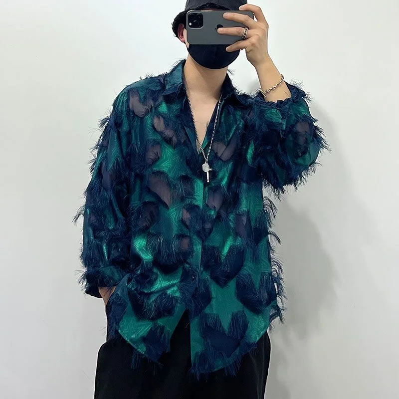 Autumn Design New Long Tassel Niche Trendy Design Loose Shirt Personalized Shirt Long Sleeves
