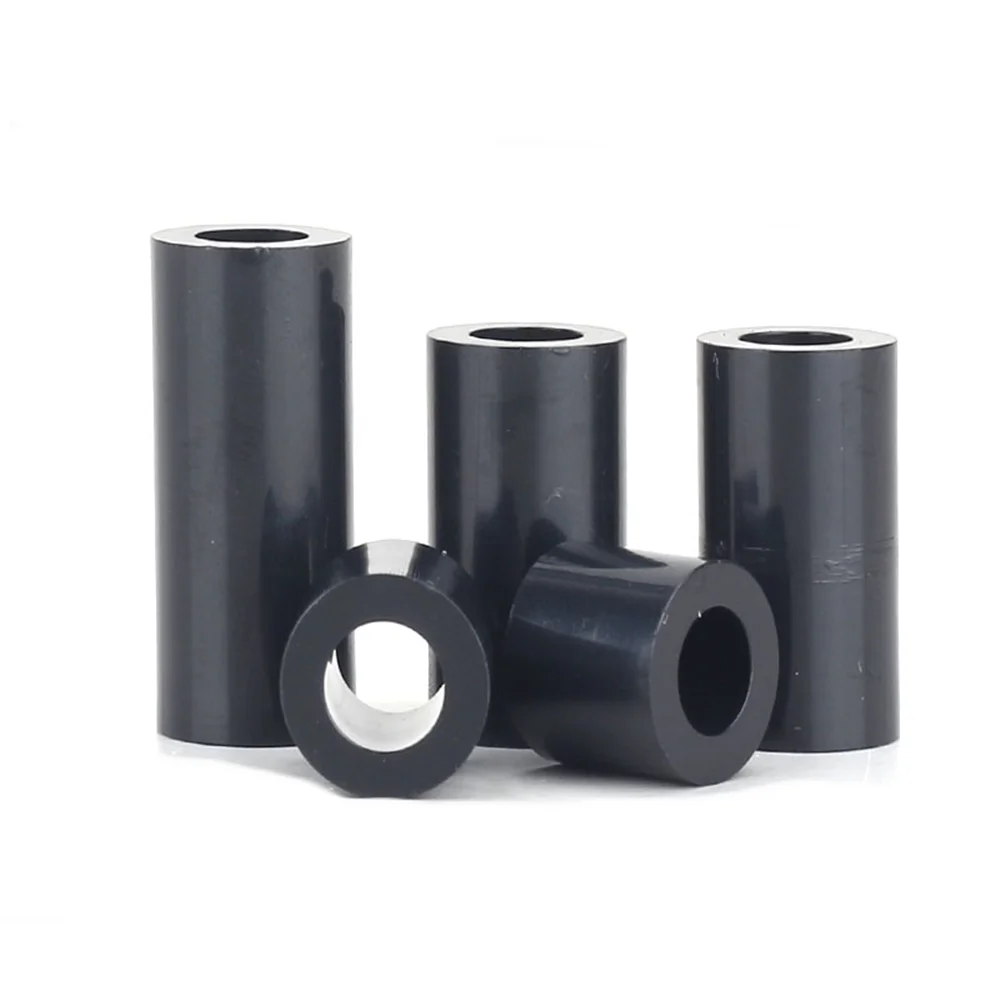 100pcs/lot M3 ABS Rround standoff Washer Black Nylon Non-Threaded Hollow spacers OD(7MM) * ID(3.2mm)*L