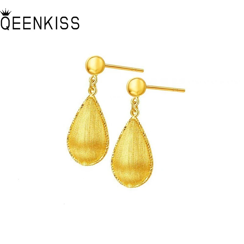 

QEENKISS Gold Water Drop Stud Earrings For Women Wedding Party Birthday Christmas Bride Mother Girlfriend Ladies Gifts EG5473
