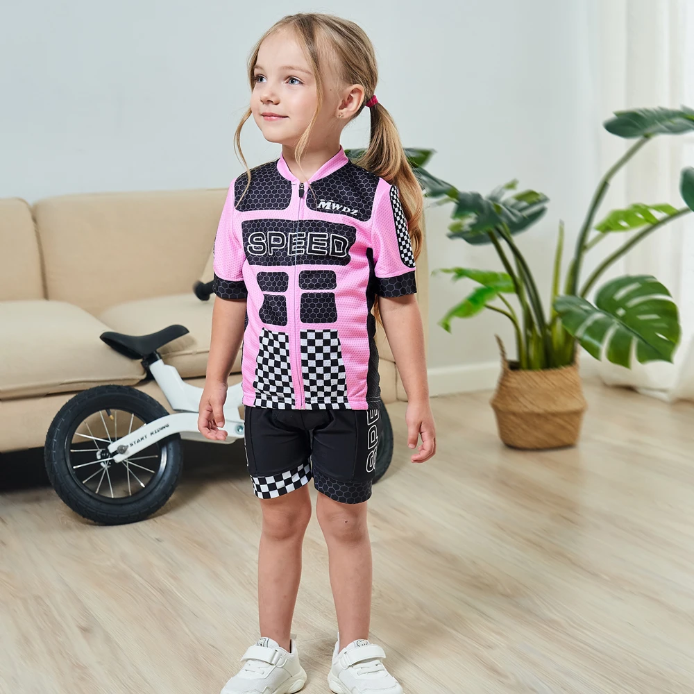 2022 Summer Cycling Jersey Set For Girls Cartoon Animation Printed Children Bicycle Sportswear Short Sleeve Kid Cycling Clothing