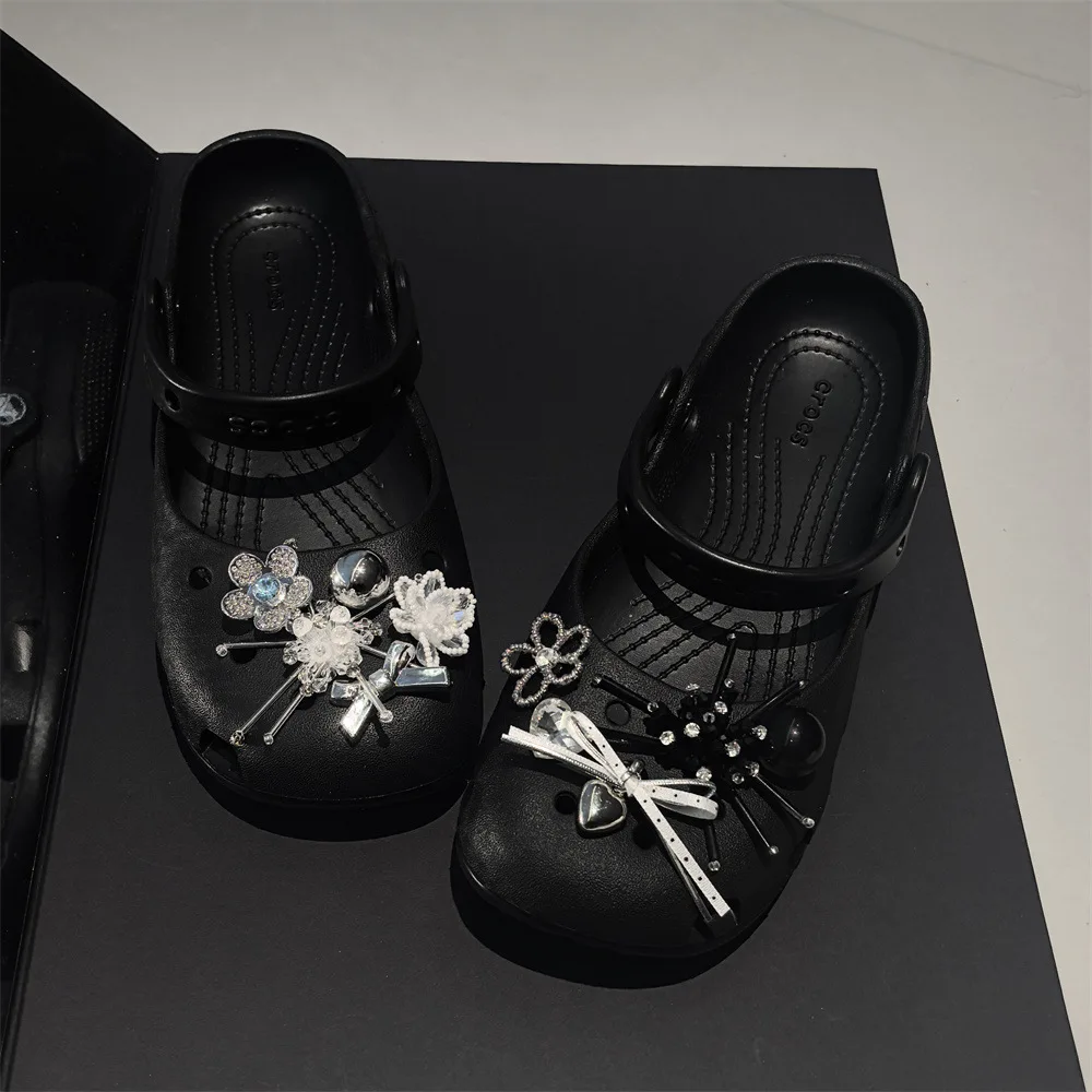 Ballet Style Shoe Charms Beaded Floral Bow Clog Buckle Resin Acrylic Small Lightweight Multicolor Elegant French Chic