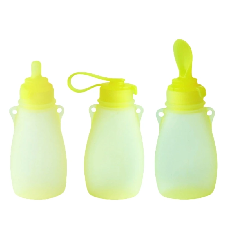 3Pcs Multipurpose Silicone Breastmilk Freezer Bags Reusable & Leakproof Infants Filler Bag for Baby