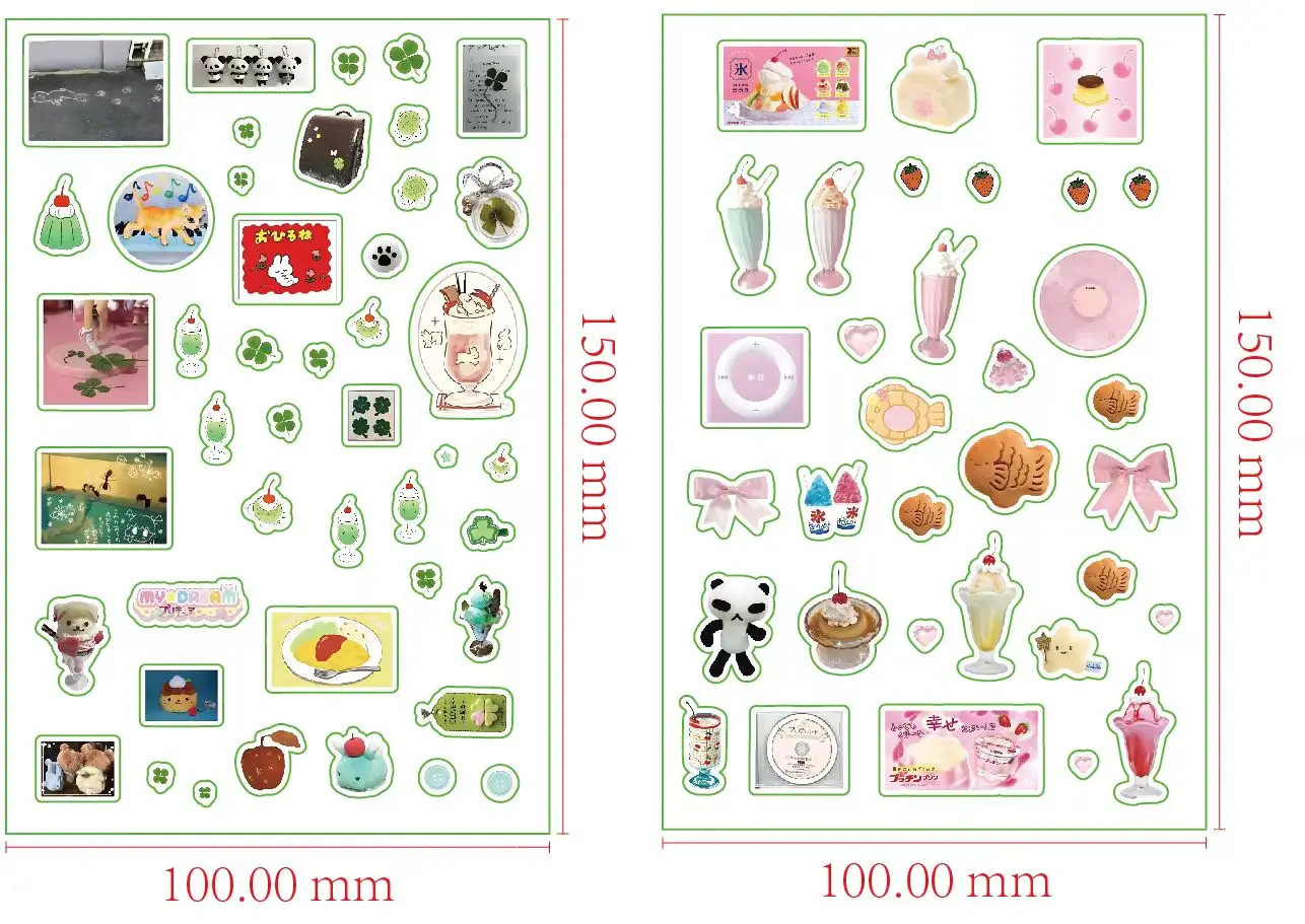 6pcs Glitter Stickers Transparent PET Cut Film Toploader Scrapbooking Deco Stickers Kawaii Journal Stickers