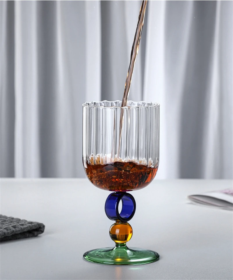 European Transparent High Borosilicate Glass, Creative Ring Vertical Pattern Coffee Cup, Household Tall Cups