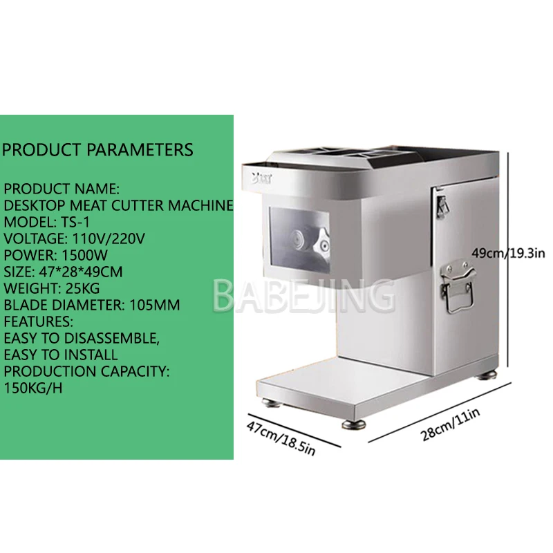 Cortador de carne eléctrico, cortador automático comercial de verduras y ternera de acero inoxidable, electrodomésticos
