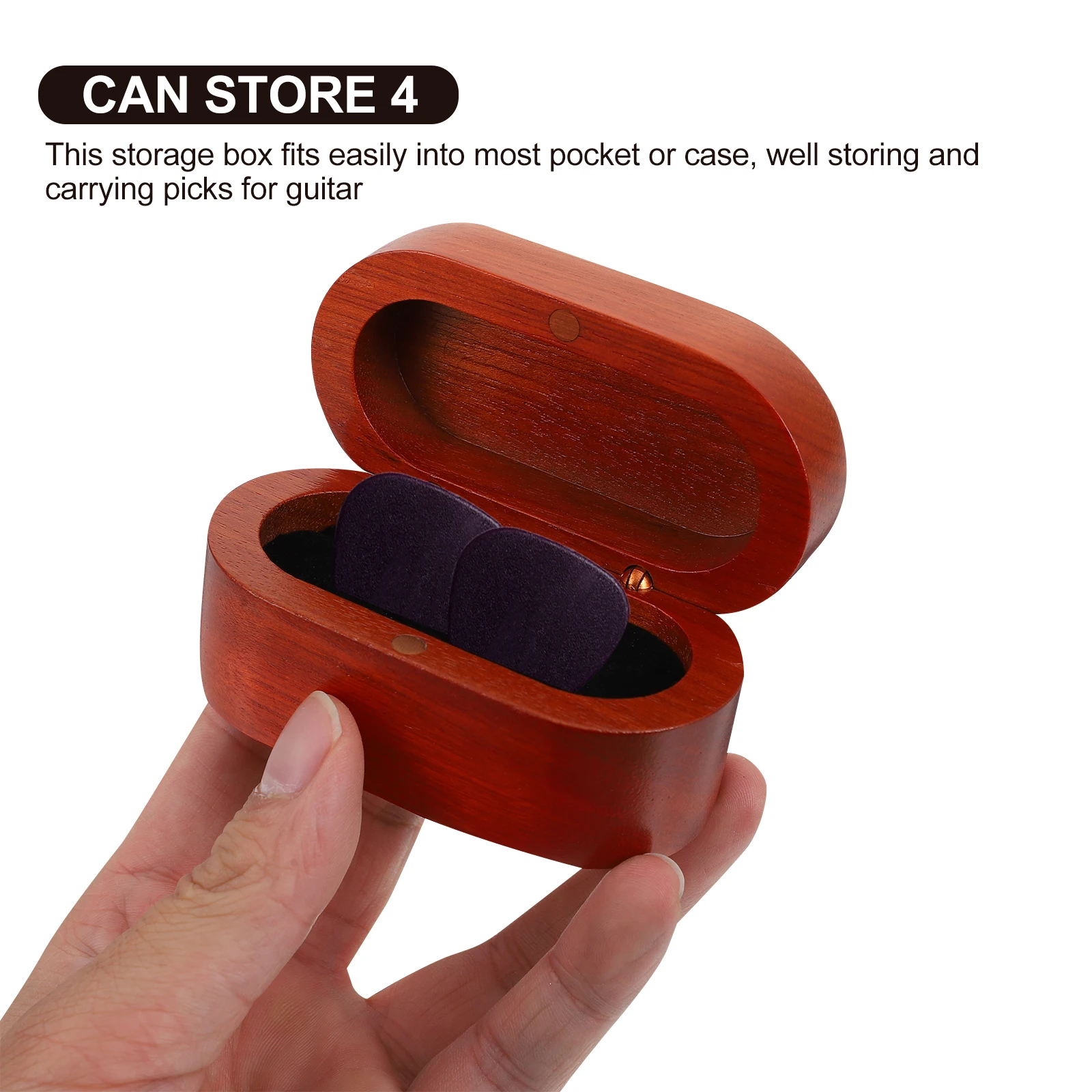 

1Pcs Practical Guitar Picks Container Dark Red Fine Workmanship Material Good Gift for Friends Picks Organizer Box