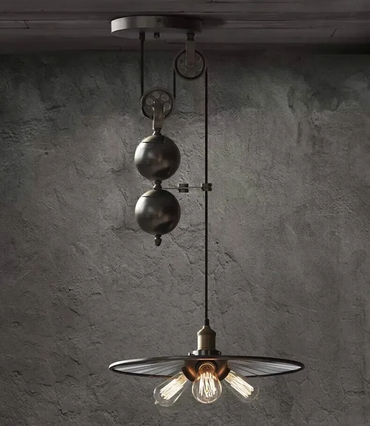 3 lights loft Vintage Industrial Pendant Light Pulley Mirro Iron Pendant Lamp Edison Bulb Lamp Fixture Lighting  Luminiare