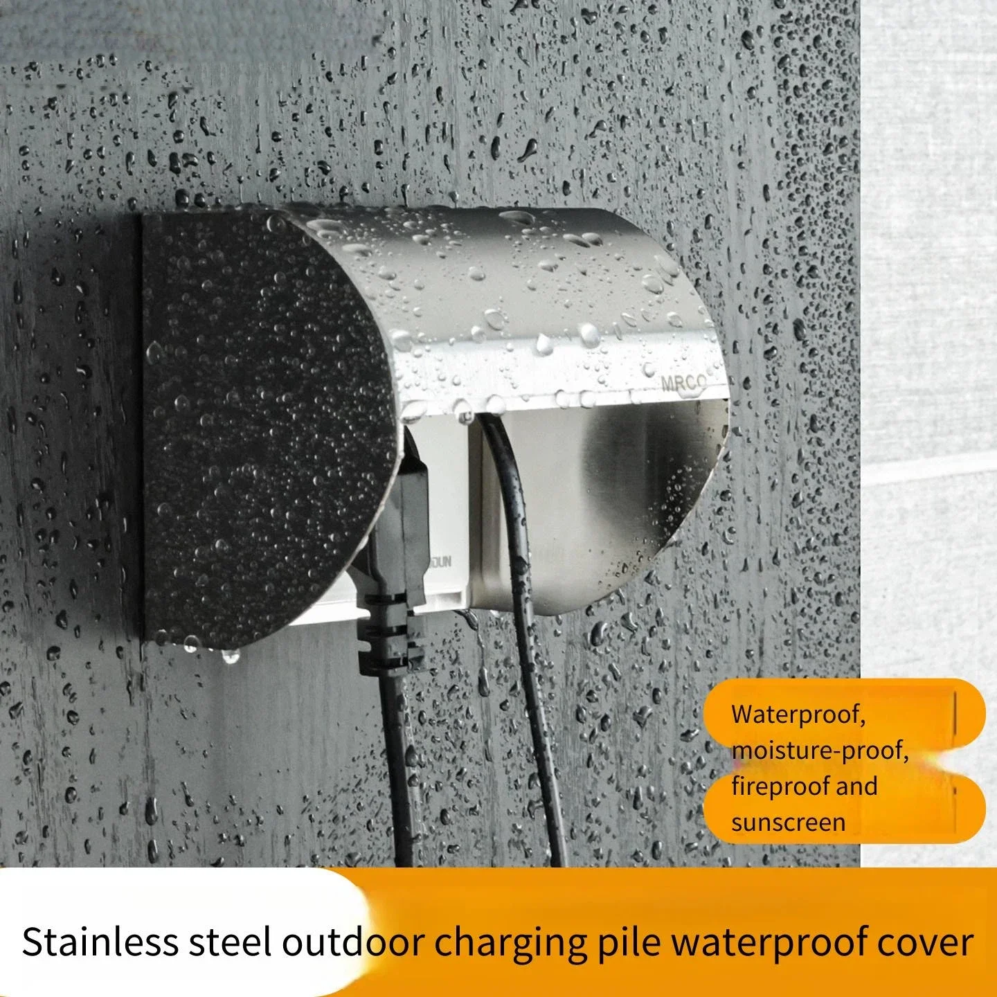 Outdoor Charging Pile with 86 Switch Socket Stainless Steel Rain Cover Fire And Sun Protection Dismantling Design for Safety
