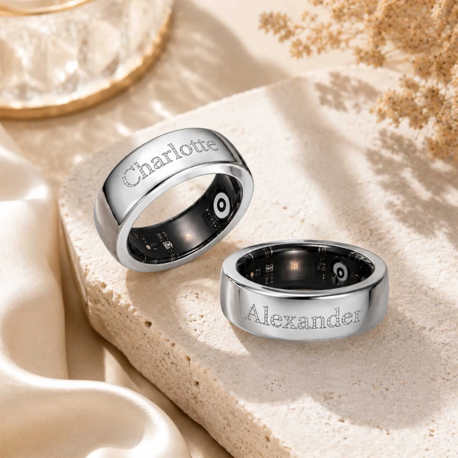 Qitian Custom Diamond Name Smart Ringcover Compatible Oura Ring Gen 5 Or 4 Personalized With Smart Ring Protective Rings Cover