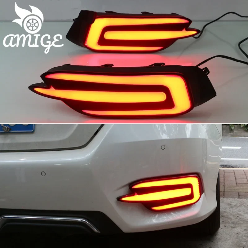 For Honda Civic Sedan 2016 2017 2018 2019 Taillights Rearcar Brake Light Reflector Reverse Lamps Car Accessory LED Bumper Lights