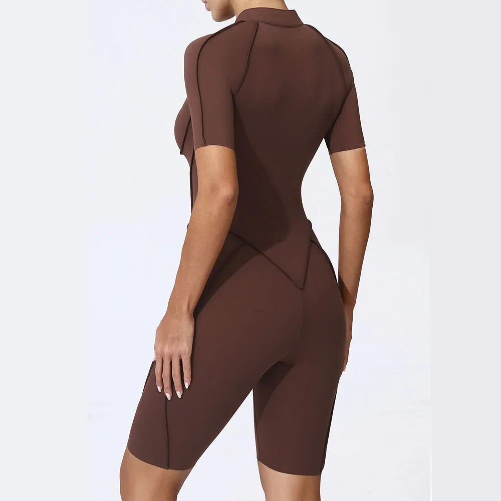 

Sports Overalls Woman Sports Jumpsuit Sportswear Gym Set Yoga Clothing Suit for Fitness Set Women Tracksuit Zipper Short Sleeves