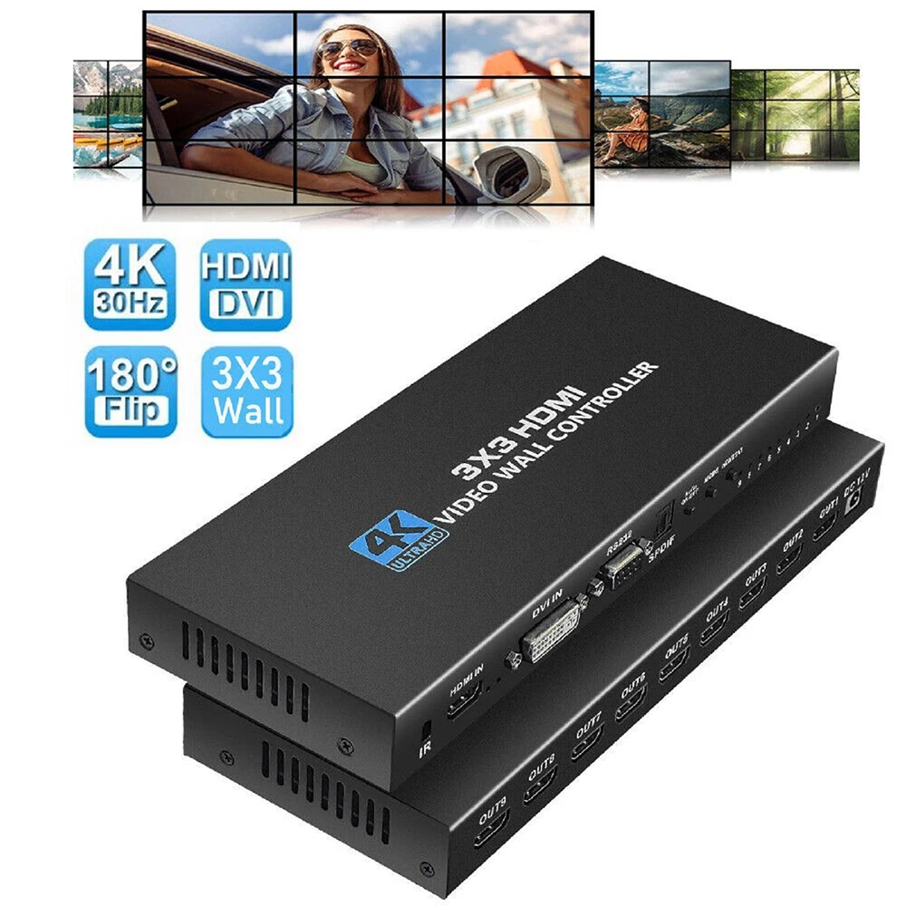 

3x3 4K HDMI-Compatible DVI TV Video Wall Controller Splicer 1X2 1X4 1X3 2X1 2x3 3x2 4X2 Multi Video Screen Processor Switcher