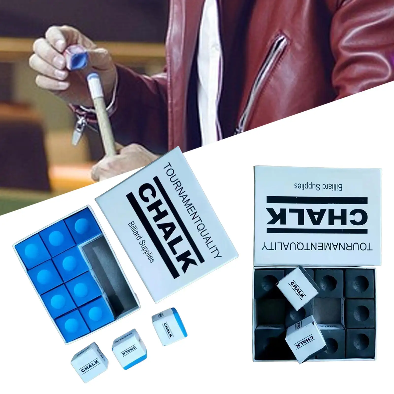 

12Pcs Billiard Chalks Pool Cue Chalk Equipment Snooker Accessories for Travel