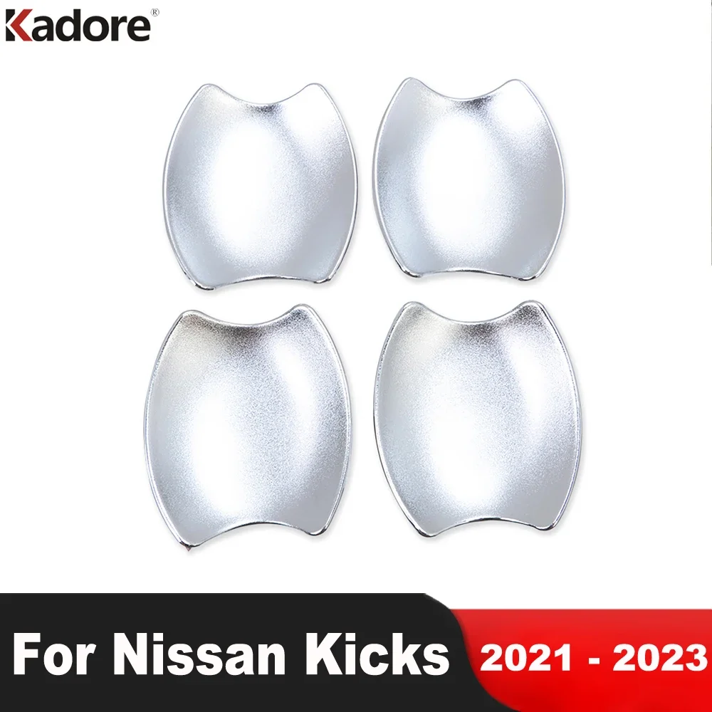 Side Door Handle Bowl Cover Trim For Nissan Kicks 2021 2022 2023 Chrome Car Exterior Door Handles Cup Frame Overlay Accessories