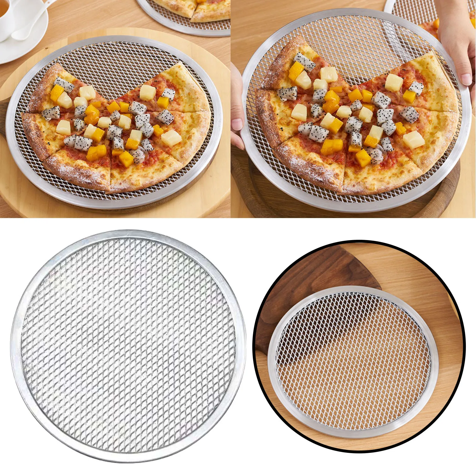 

16 Inch BBQ Grill Netting Toast Bread Baking Tray Multi-Functional Barbecue Accessories Plate Non-Stick Pizza Pans