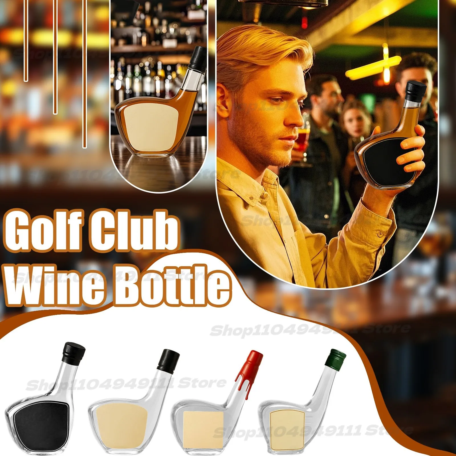Interesting golf club shaped wine bottle,Golf club whiskey decanter,Creative red wine bottle,Bar club decorative glass bottle