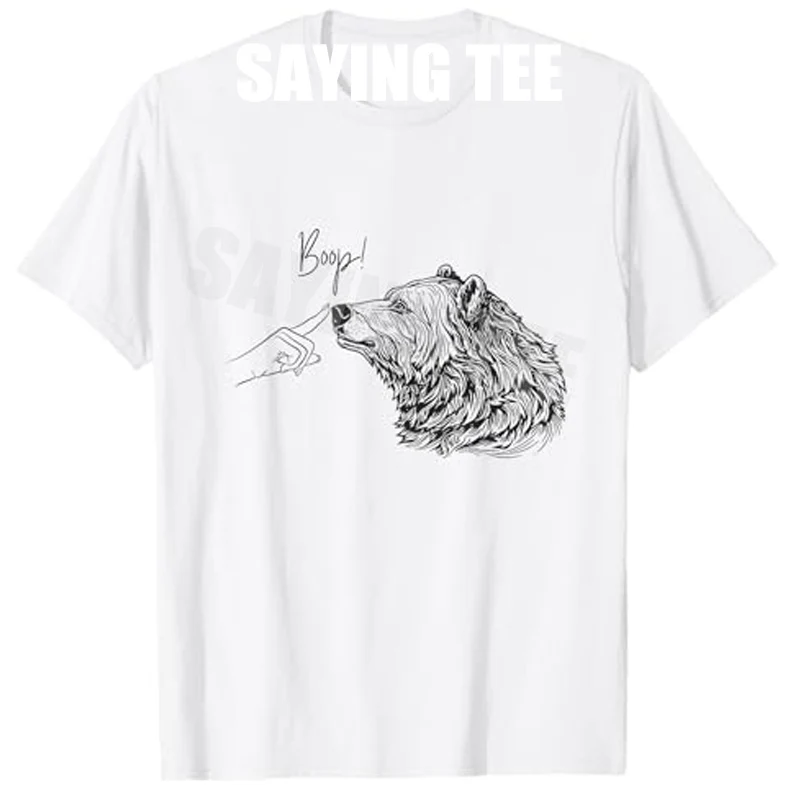 Boop Bear Funny Cute Nose Boop Forest Animal T-Shirt Y2k Adorable Art Graphic Outfit Novelty Tees Gift Booping Noses Bear Humor