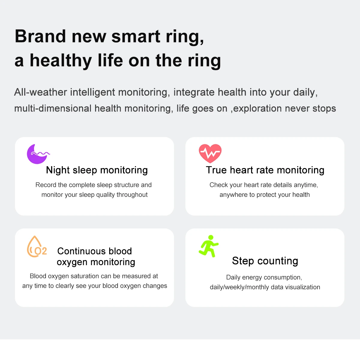 Gesundheits test Smart Ring Männer Echtzeit-Aktivitäts-Tracker Herz Ratemonitor Frauen IP68 wasserdicht Outdoor-Sport Smart Ring