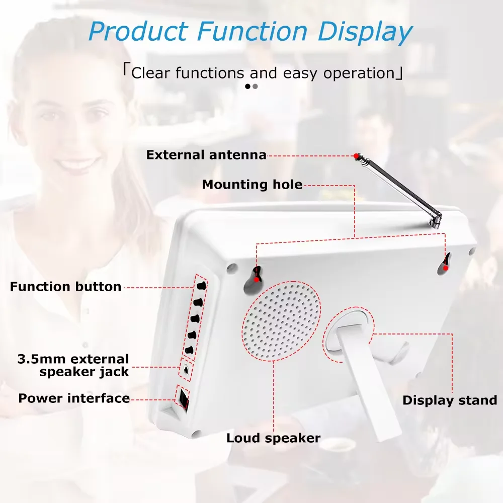 QWICALL 10 botones de llamada recargables táctiles 1 pantalla Host sistema de llamadas inalámbrico para llamadas de camarero de restaurante