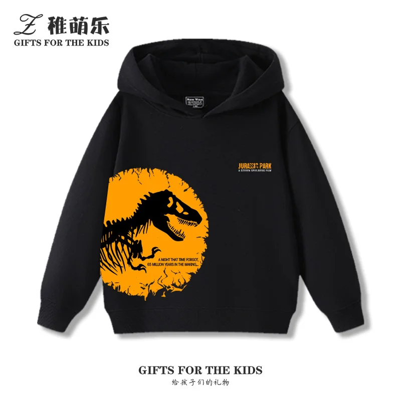 بلوفر بقلنسوة للأولاد مطبوع عليه رسوم كارتونية من Jurassic Park كاجوال مريح للأطفال للخريف والشتاء بقلنسوة #1