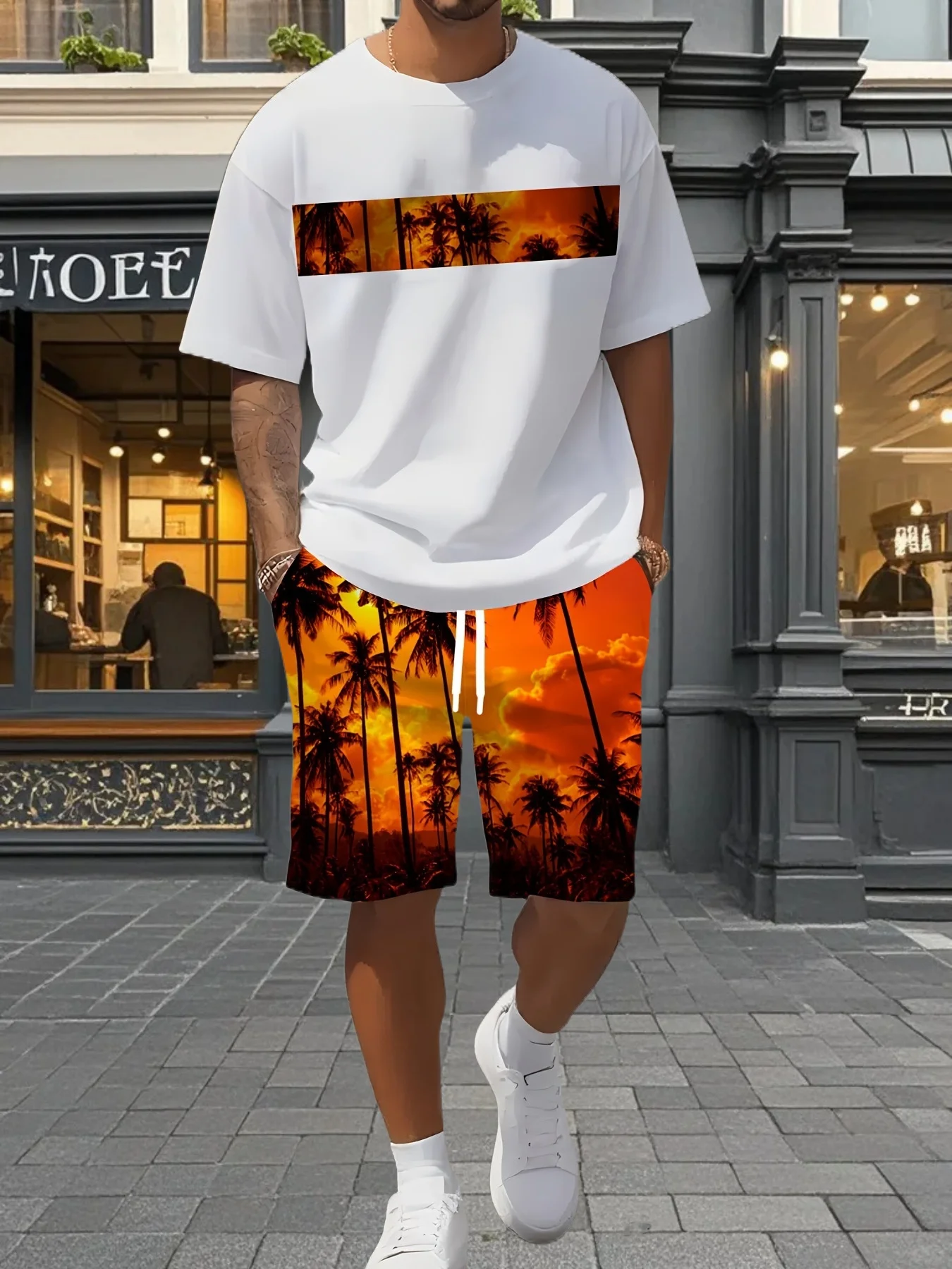

2025 Latest Hot T-shirt Set 3D Vacation Style Trendy Various Elements Fashionable Street Men's Set Summer Top Shorts Breathable