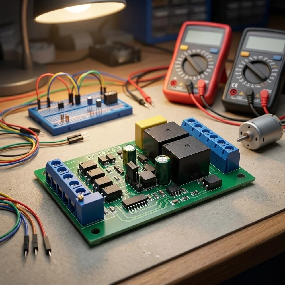 6.0V to 36V DC Forward Reverse Motor Controller Board with for k2 Start Buttons and for sw1 SW2 Limit Switch Terminals
