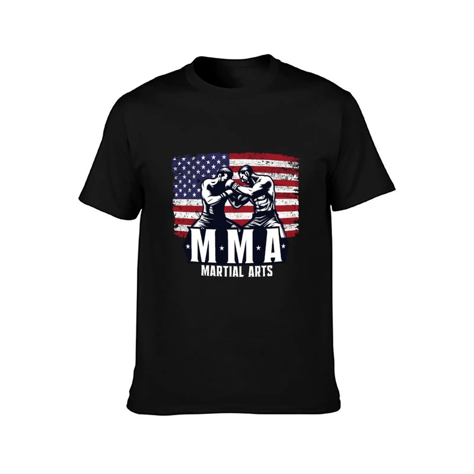 Patriotic MMA Fighters Tee: American Flag & Martial Arts Pride T-Shirt, Summer Casual Cotton Tee, Oversized Streetwear Tops