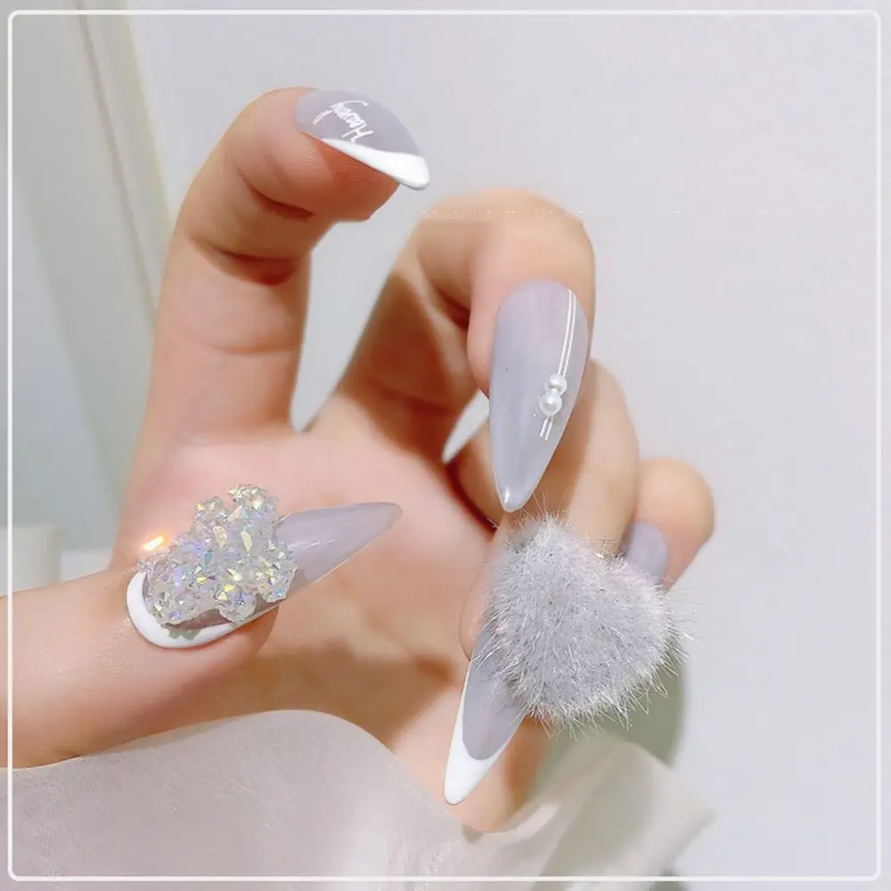 Detachable Nail Art Love Hair Ball Fluffy Jewelry Magnet Fall Winter Plush Charm Peach Heart DIY Nail Decor Women Manicure Tool