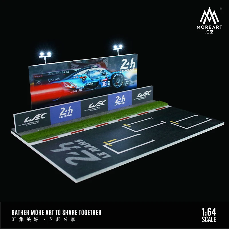 MoreArt1:64 Le Mans 24 Horas Montagem Cena Tempo Micro Iluminação LED, Car Backdrop Cena Display