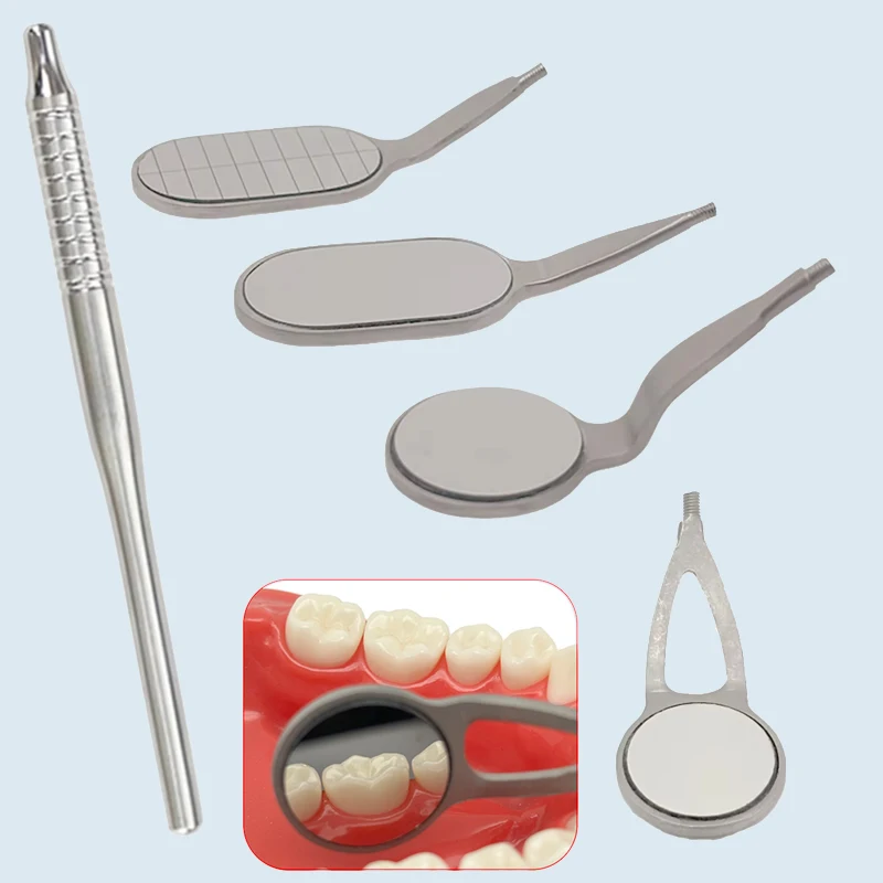 

Anti-Fog Rhodium Dental Mouth Mirrors Reusable Long Shape Oral Reflectors Dental Tools for Dentists Supplies