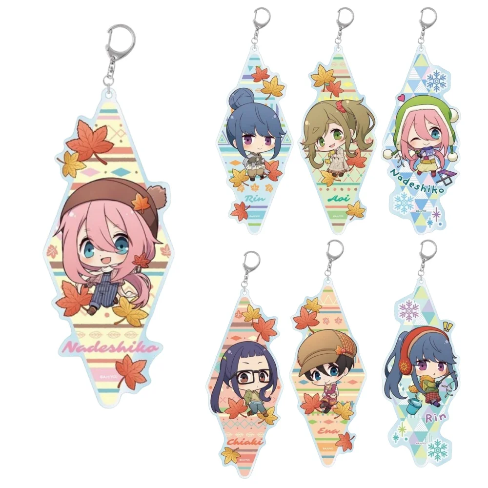 

Cartoon Anime Yuru Laid-Back Camp Shima Rin Kagamihara Nadeshiko Acrylic Figure Keychain Pendant Cosplay Charm Backpack Keryring