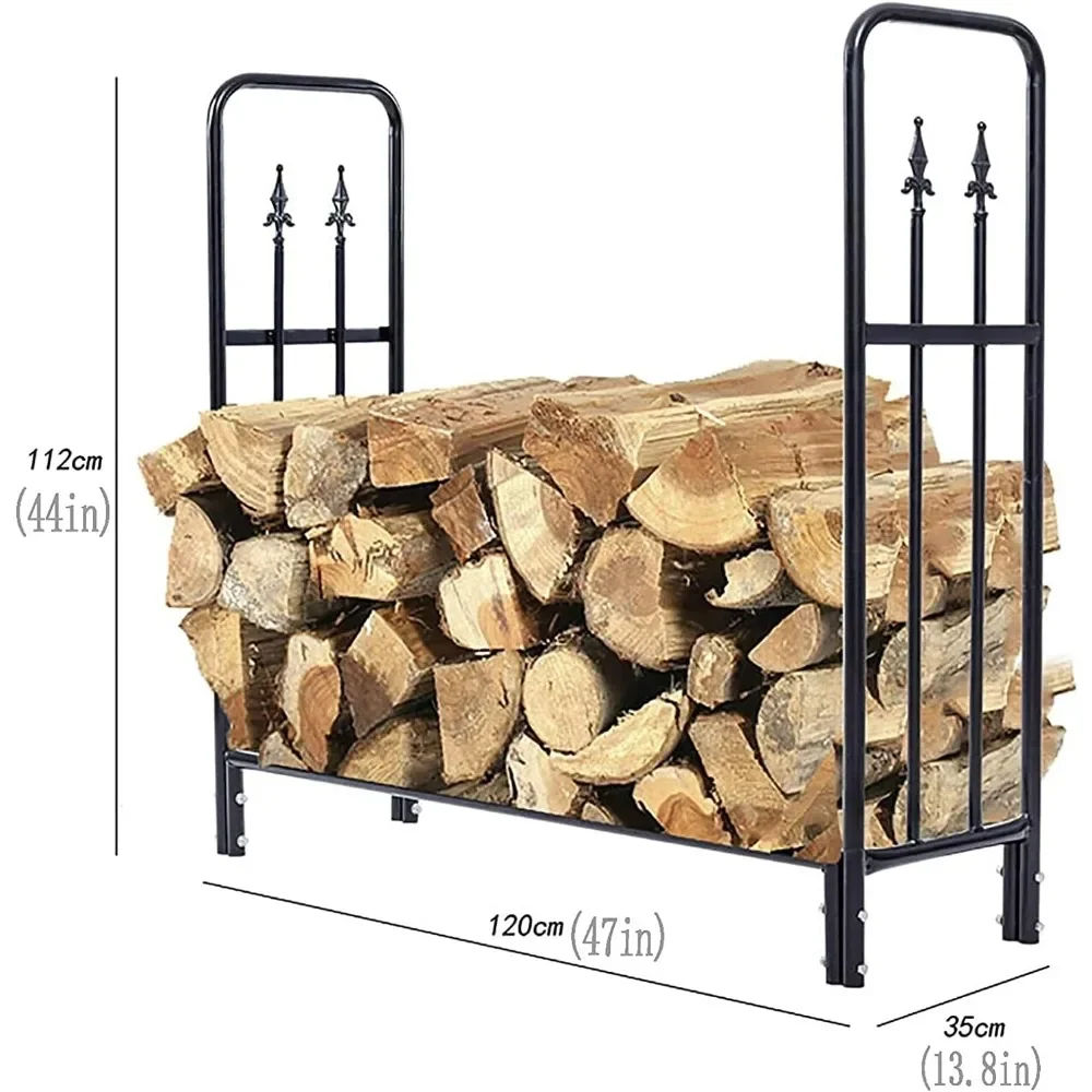 

Firewood Rack Firewood Rack Outdoor, Heavy Duty Wrought Iron Powder Coated Log Storage Rack for Fireplace Tool, Easy Assembly