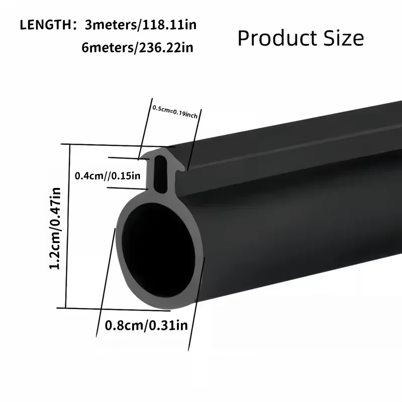 1/3/6m O Type Plastic Steel Door Window Block Sealing Weather Stripping Silicon Rubber Elastic Band Hollow Bulb Draft