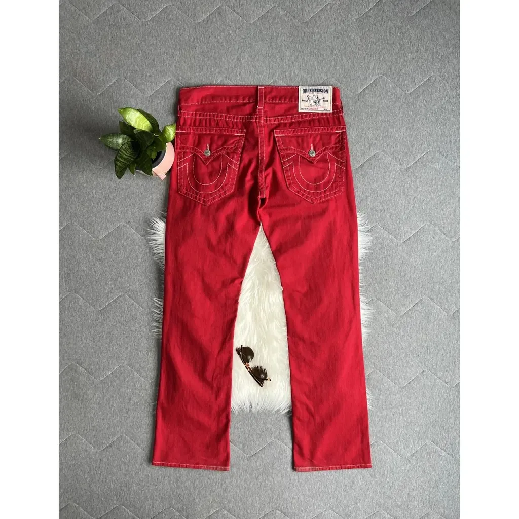 

Retro Casual Red Buddha Harajuku Women Denim Trouser Jeans Embroidered Pocket Baggy Jeans Streetwear Vintage Y2K Clothes