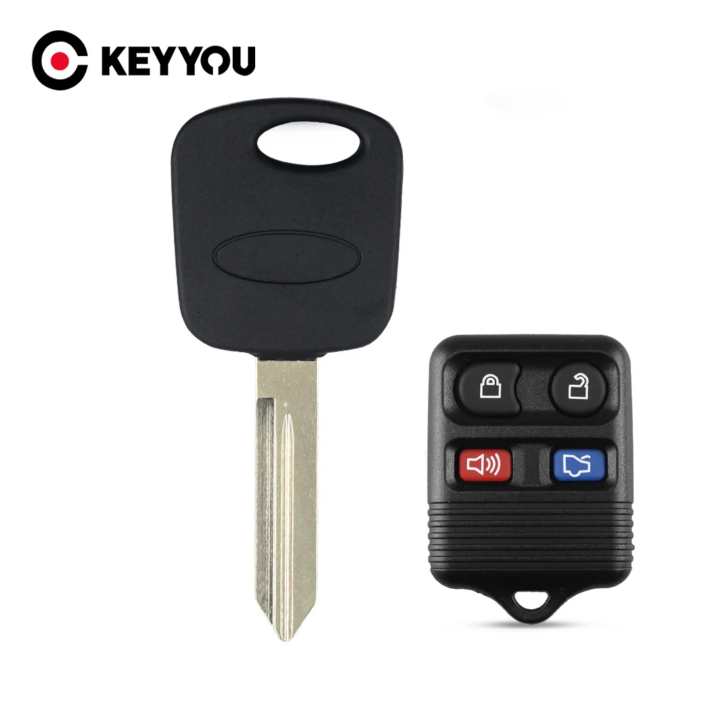 

KEYYOU для Ford Transponder, чехол для автомобильного ключа, брелок + 4 кнопки, чехол для дистанционного ключа