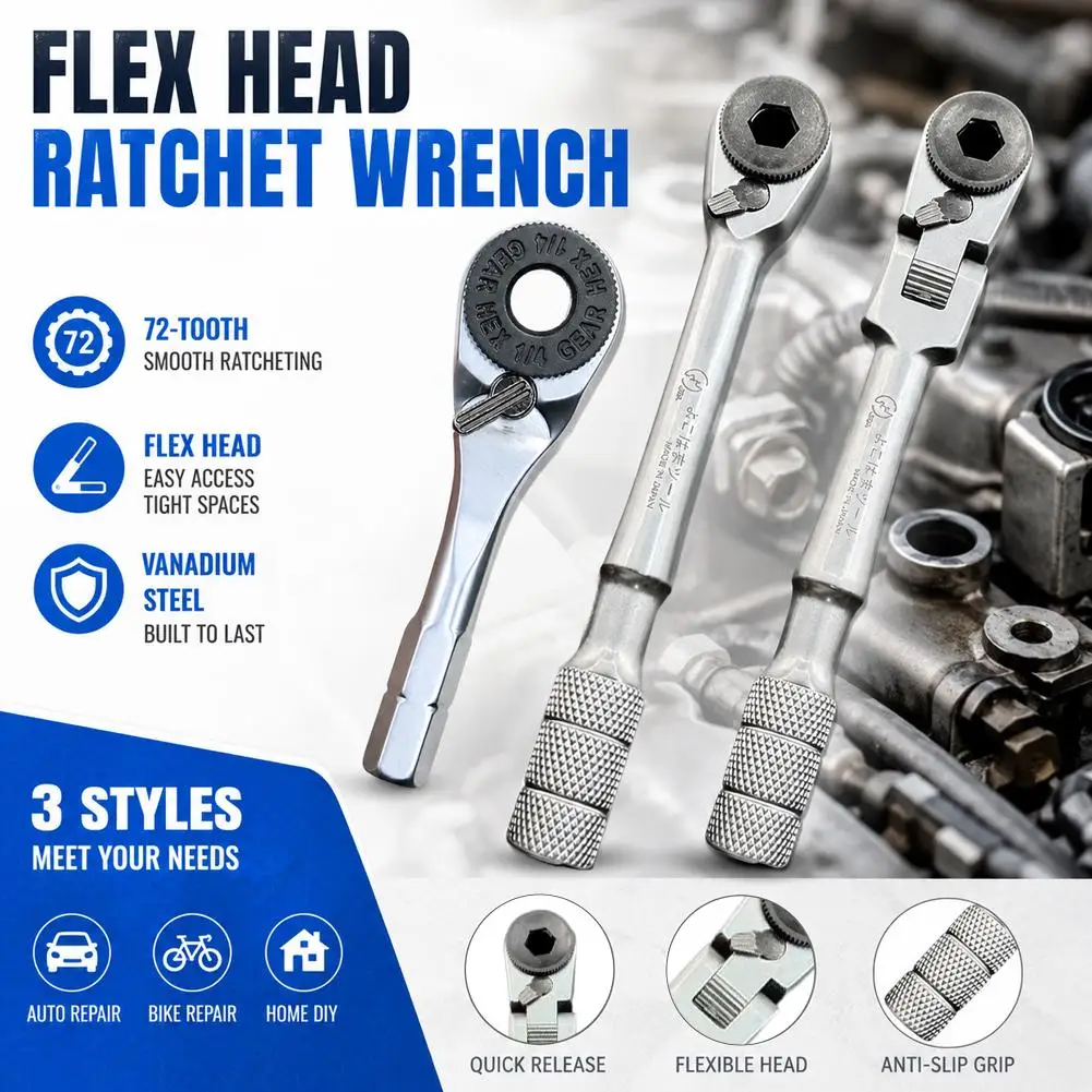 Mini Ratchet Wrench Set Portable Multi-Purpose Tool for Furniture Bicycle Car RV Campers Technicians Home Compact Repair Kit