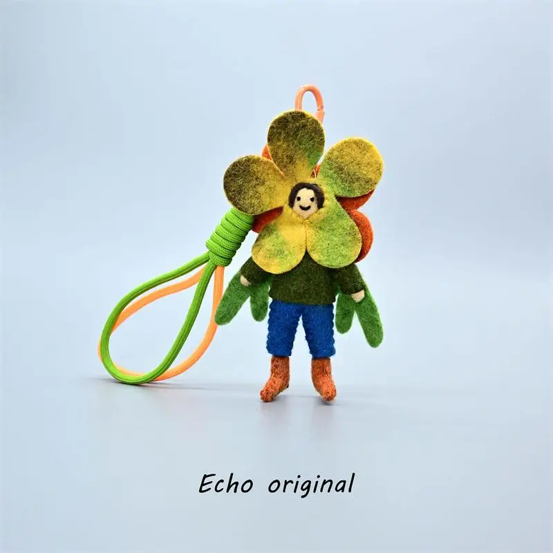 

Echo Nepal handmade wool felt pendant cute flower elf doll niche backpack pendant birthday gift