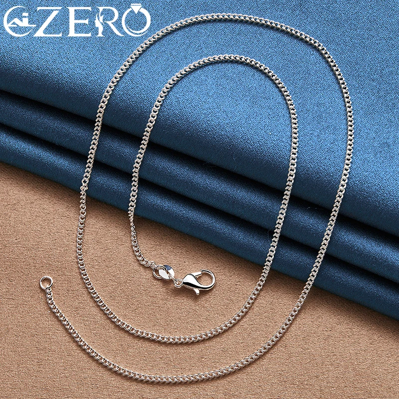 925 Sterling Silver Necklace 16/18/20/22/24/26/28/30 Inch 2MM Chain Necklace Lobster Clasp Men Woman Fashion Party Charm Jewelry