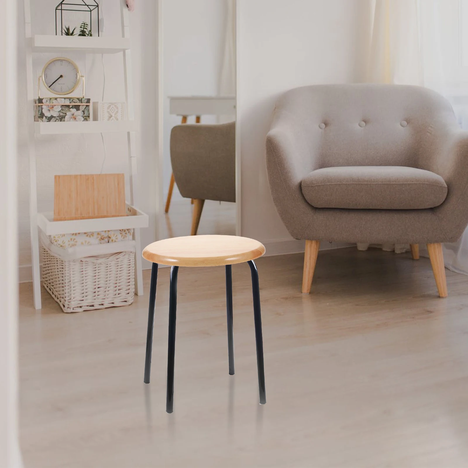 

Wooden Stool Seat Replacement Round Rubberwood Panel Scratch Resistant Strong Sturdy Bar Chair Seat for Kitchen Or Canteen