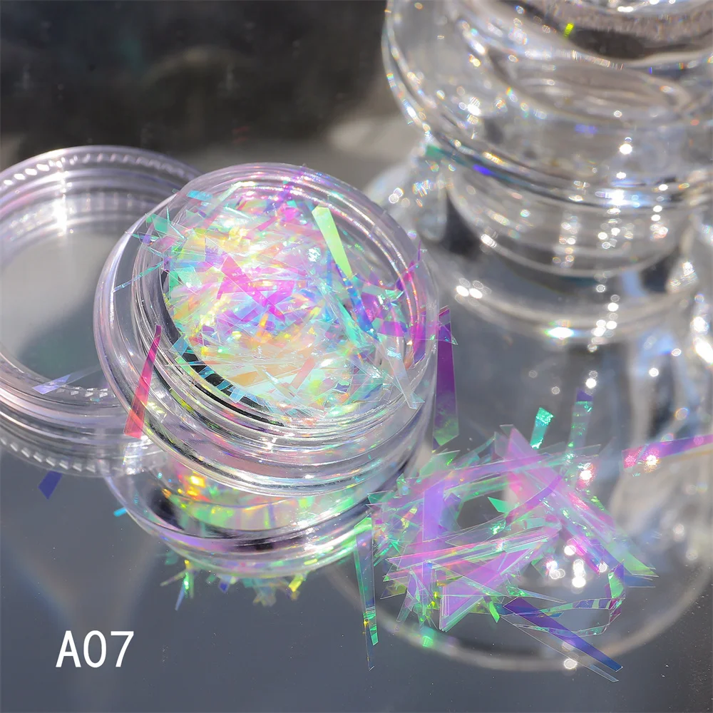 41Jars Irregular Broken Glass Effect Nail Sticker 1-2g Aurora Glass-Paper Nail Foil Decal Glitter Gradient Laser Manicure Flakes