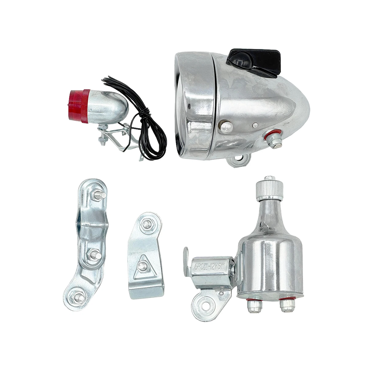 New Bicycle Motorized Bike Friction Generator Dynamo Headlight Tail Light 12V 6W