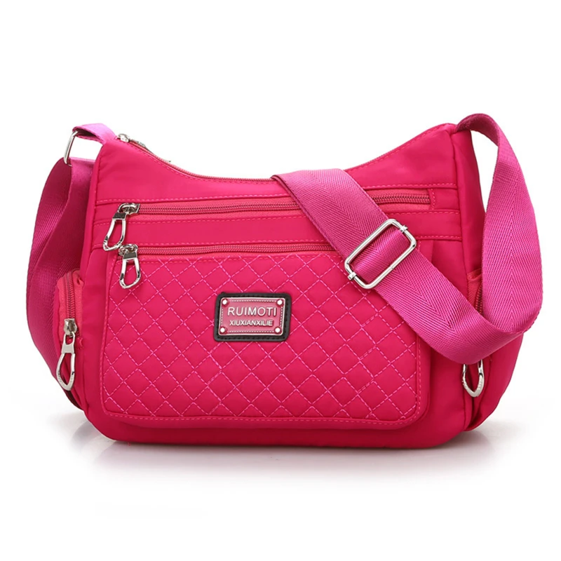 Women Shoulder Bag Nylon Crossbody Bags Female Waterproof Plaid Messenger Bag High Quality Large Capacity Lady Handbags